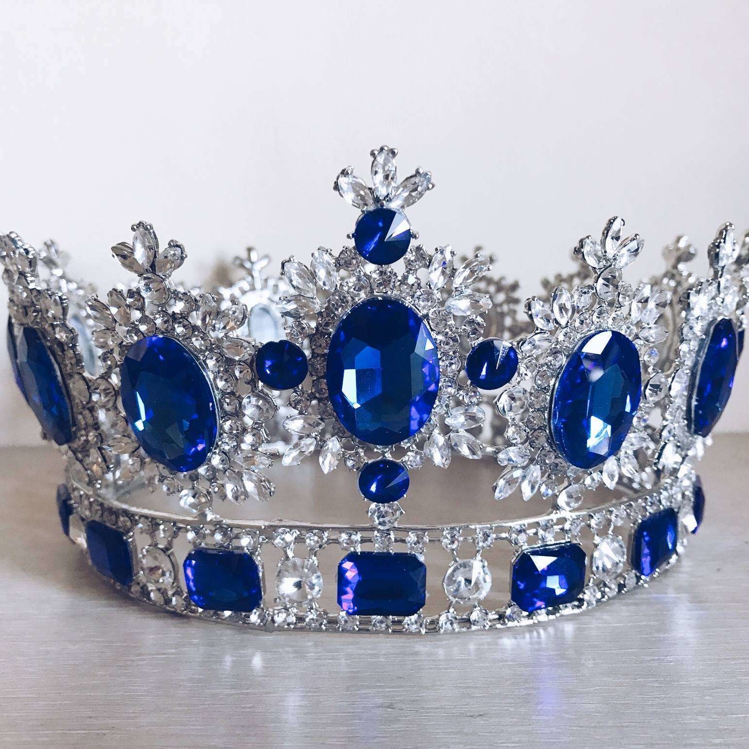 Корона велика сині/білі кристали