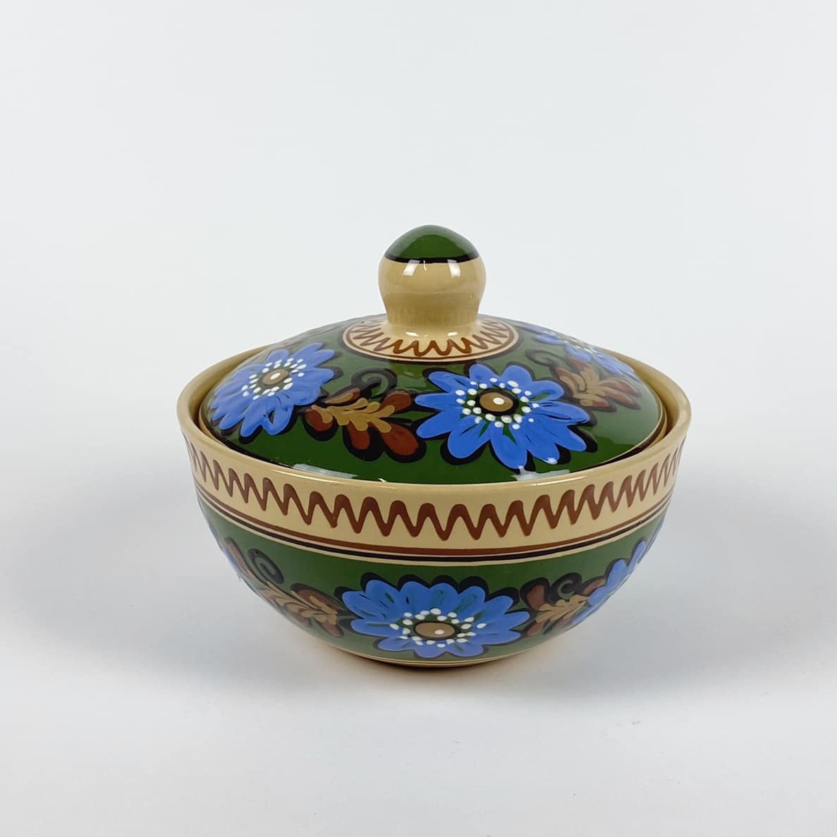 Миска з кришкою з розписом кераміка етно EN-002