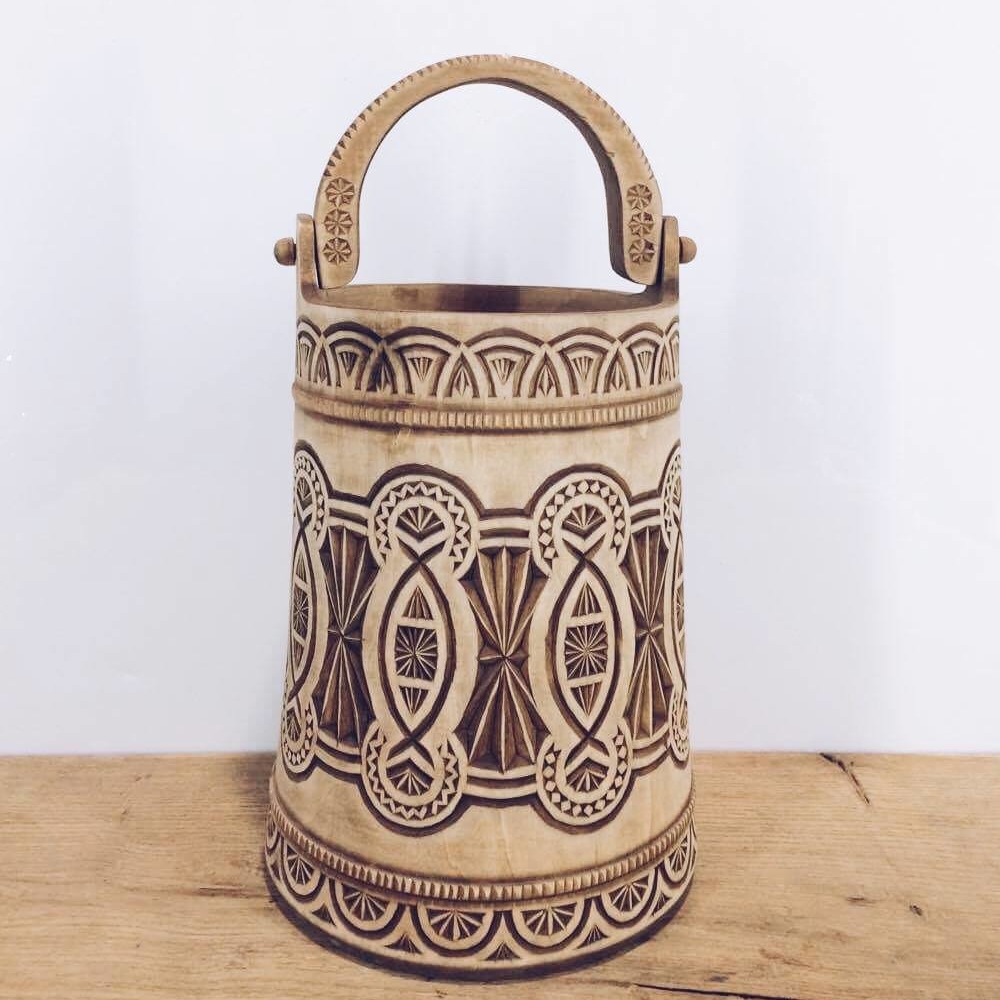 Відерце з різбленням етно дерево EN-027