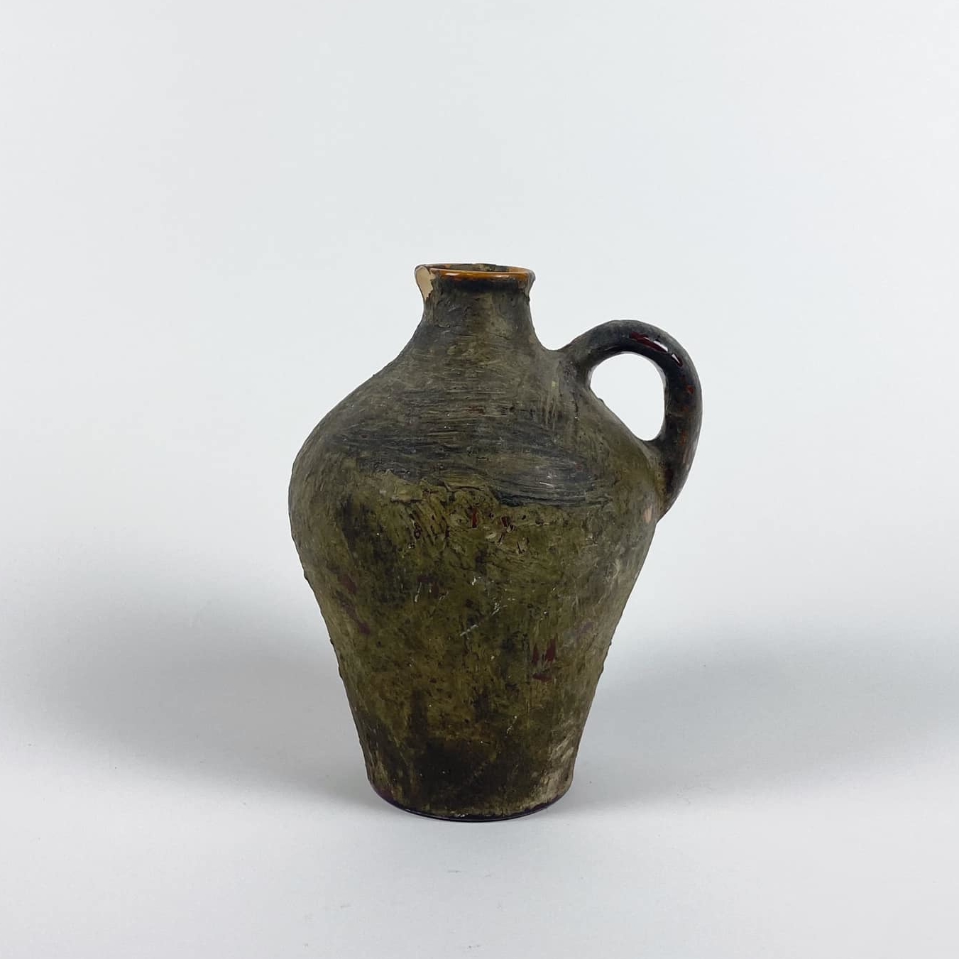 Глечик чорно-коричневий етно кераміка вінтаж EN-048