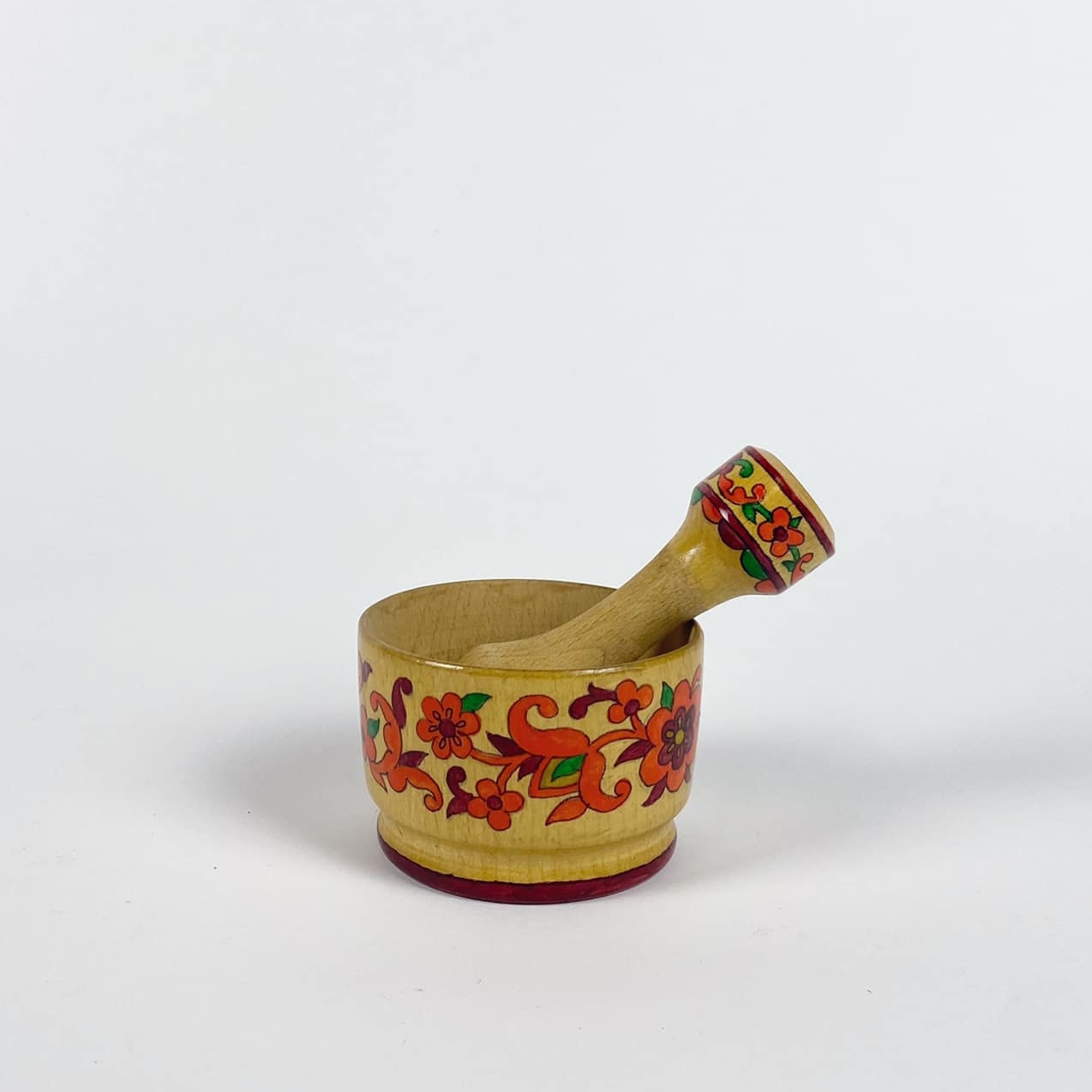 Ступка з товкачиком дерево з розписом EN-081