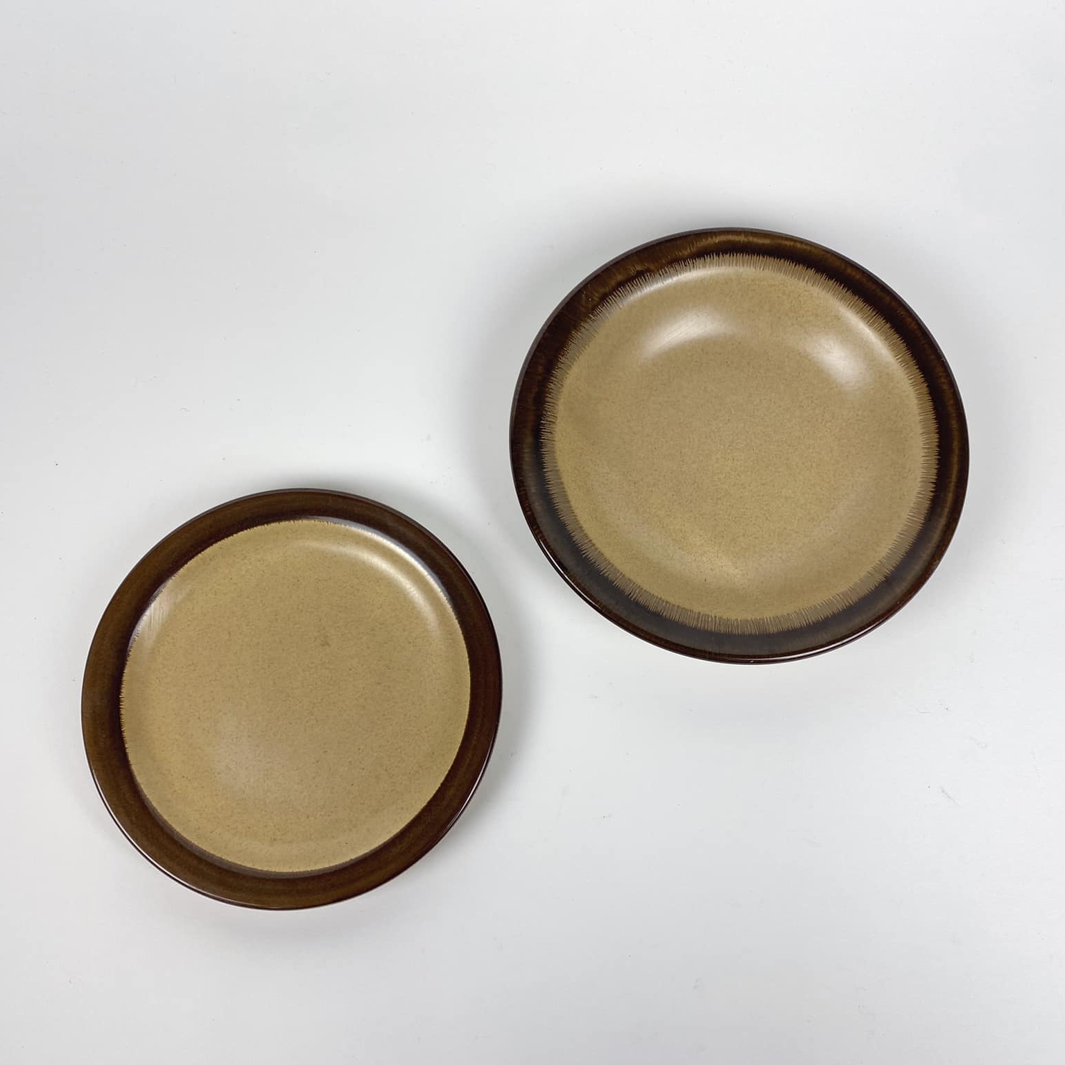 Тарілка беж/коричнева кераміка етно EN-091