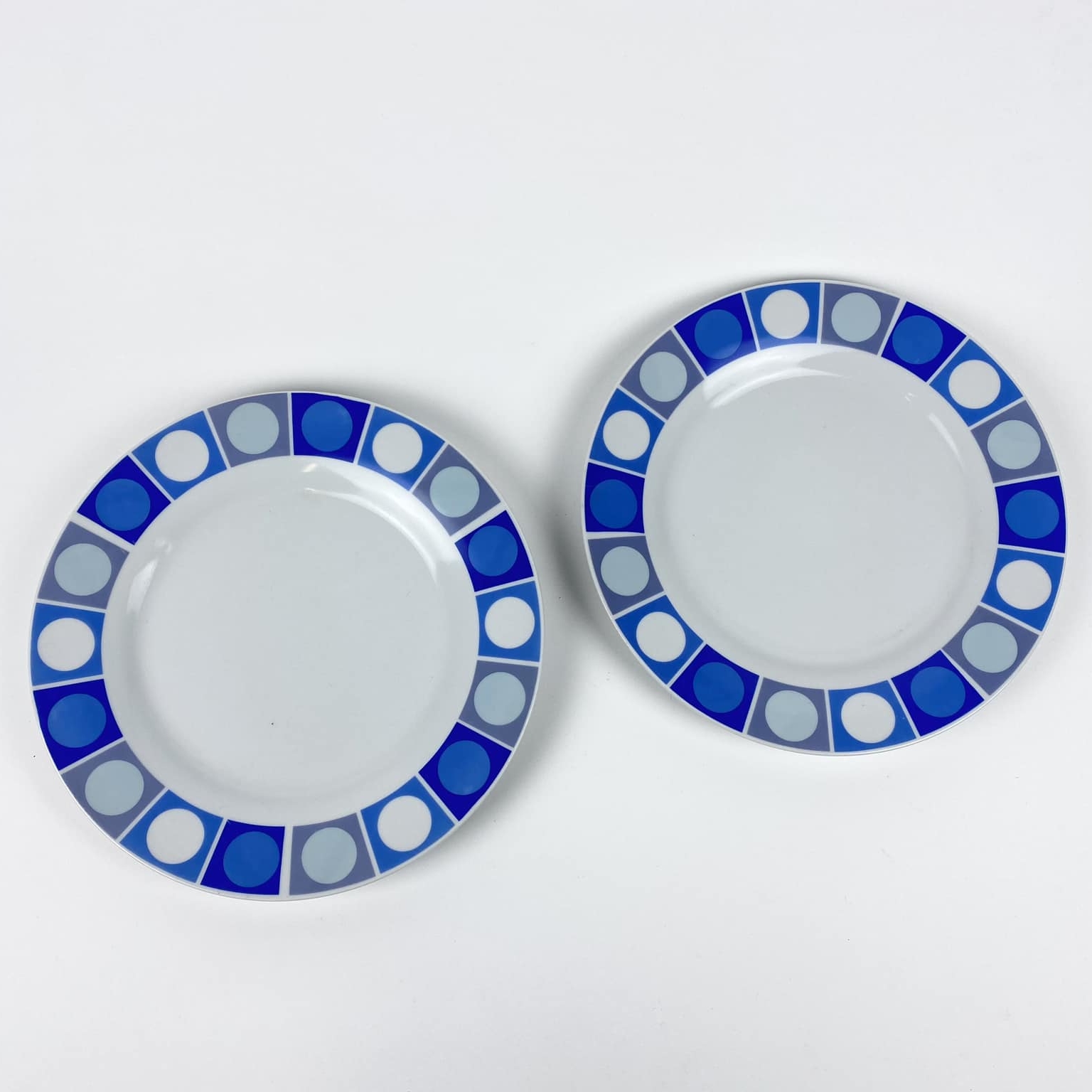 Тарілка обідня геометричний візерунок синьо-блакитний PP-114