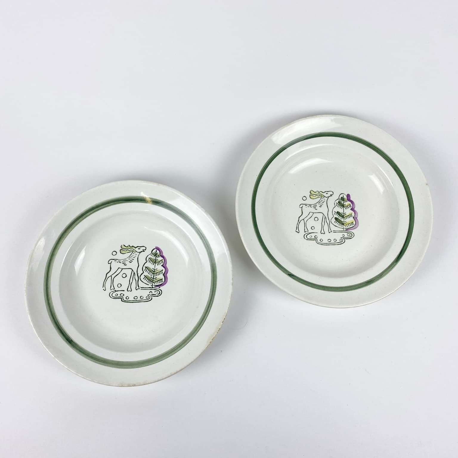 Тарілка супова Олень зелений вінтаж PP-125