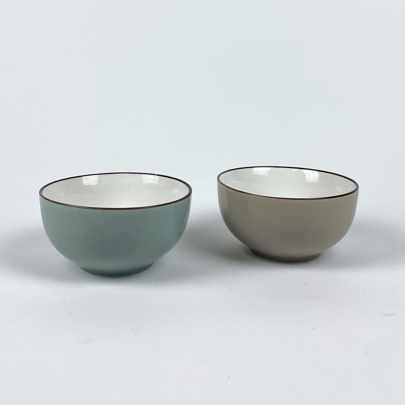 Піала сіра/беж коричневий кант PP-205