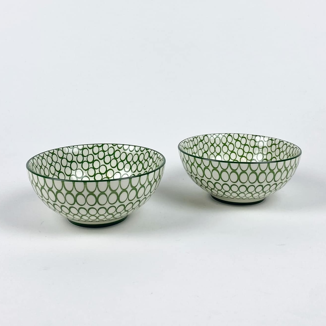 Миска-піала біло-зелений орнамент PP-228