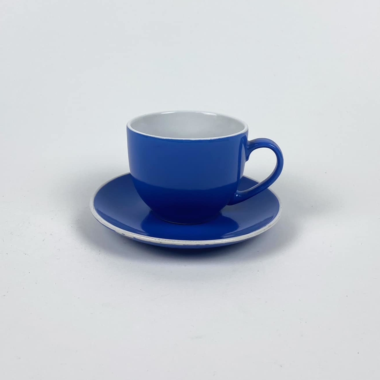 Чашка з блюдцем синьо-біла TE-126