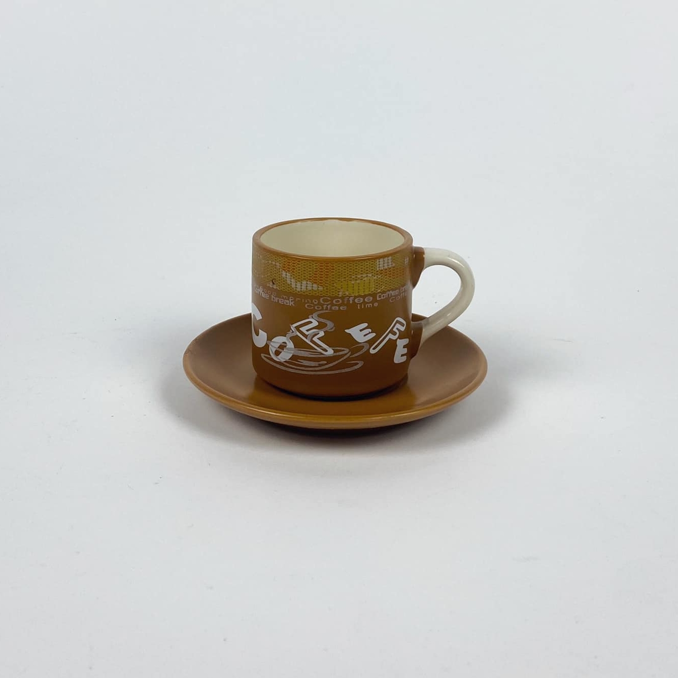 Чашка кавова з блюдцем коричнева TE-134