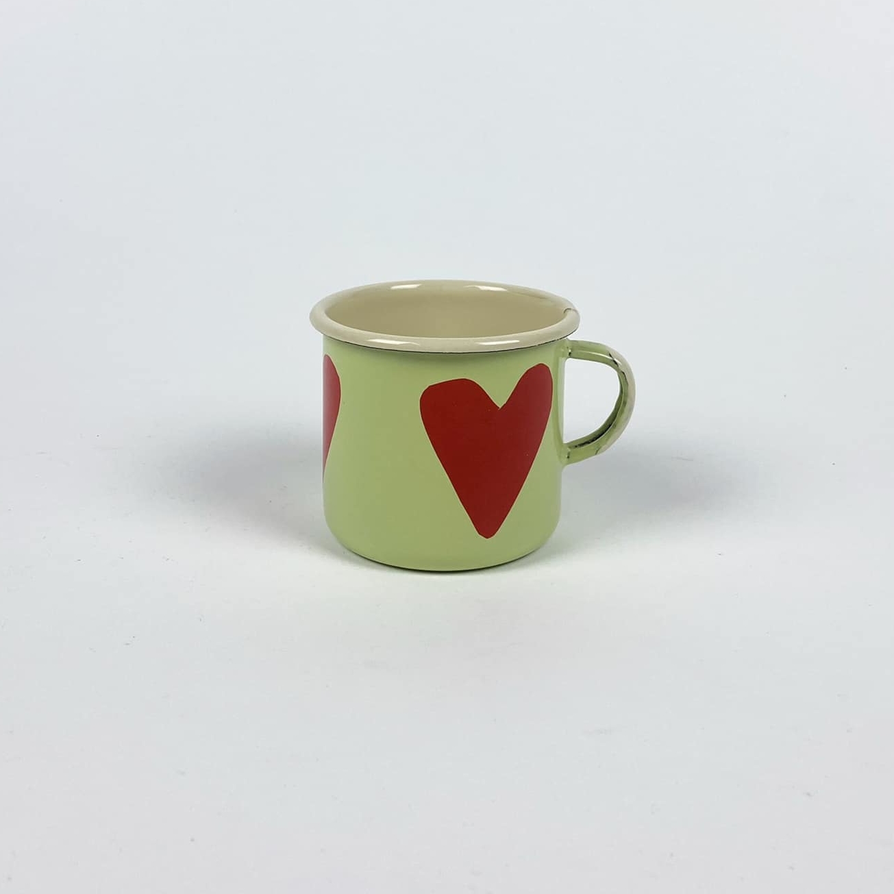 Чашка-кружка з серцем салатова метал/емаль TE-139