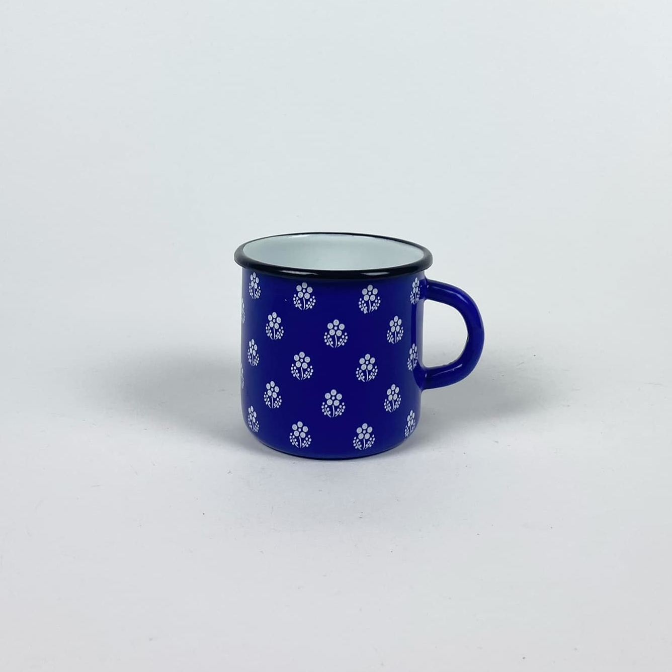 Чашка-кружка синя білий візерунок метал/емаль TE-149