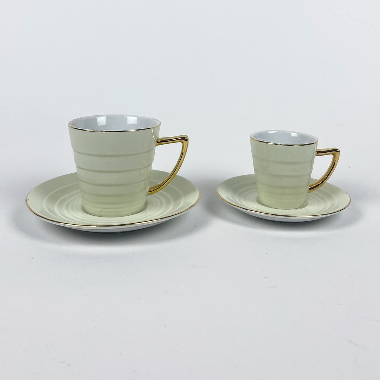 Чашка з блюдцем ваніль/золото порцеляна TE-151