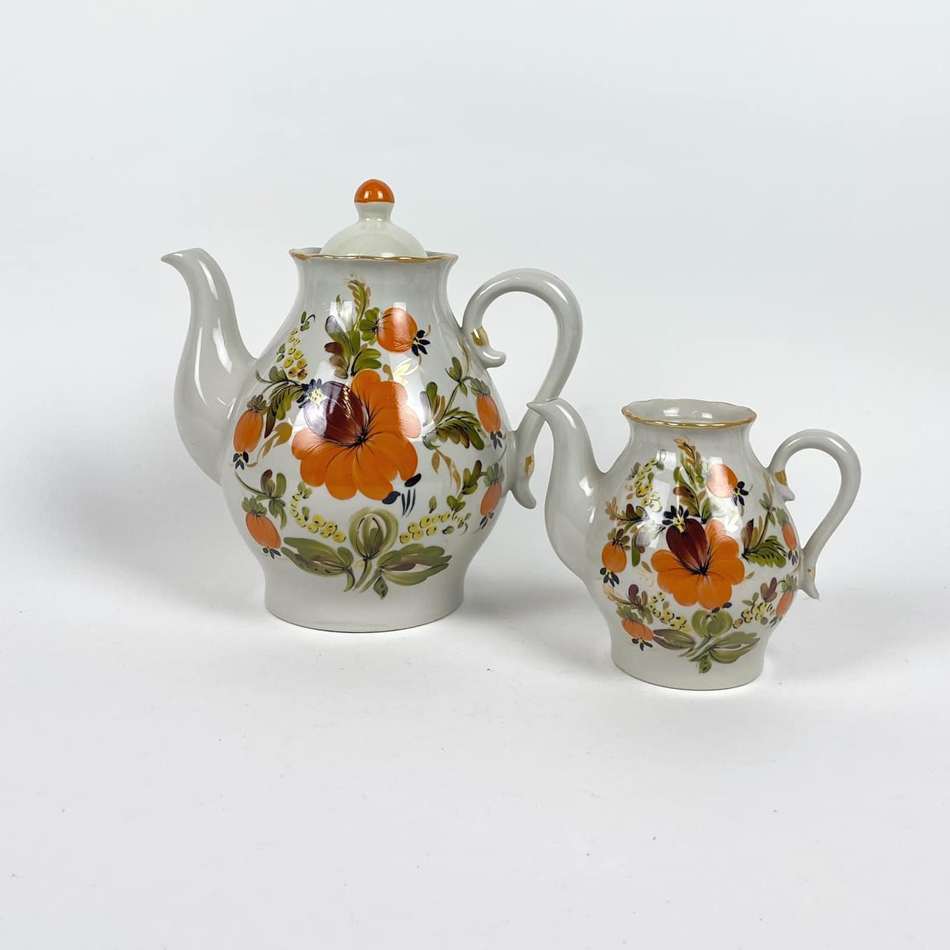 Чайник-заварник Квіти оранж кераміка TE-186