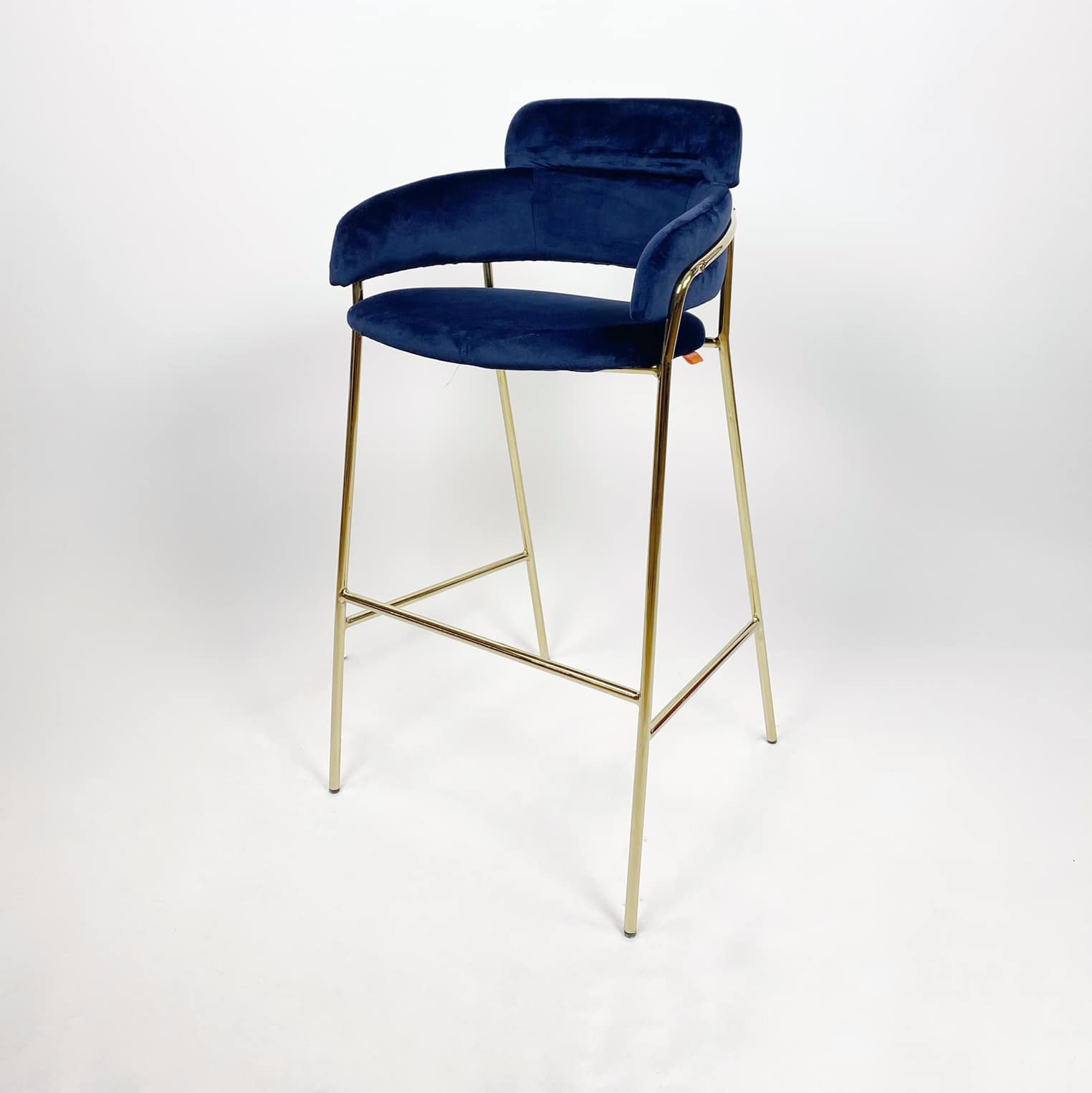 Стілець барний синій/золото велюр/метал ST-127