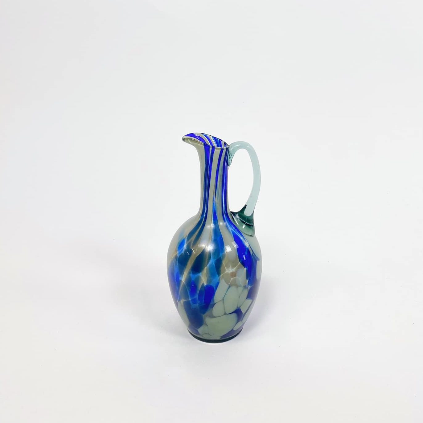 Глечик синьо-сірий художнє скло JU-099