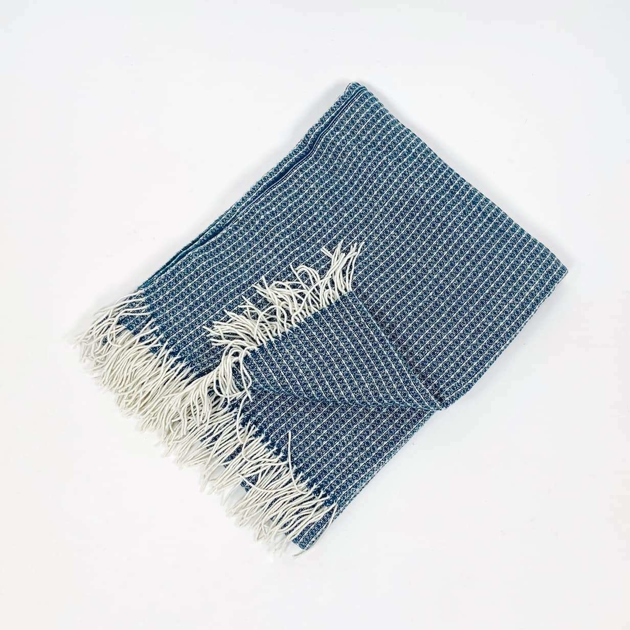 Плед дрібна фактура синьо-білий WR-215