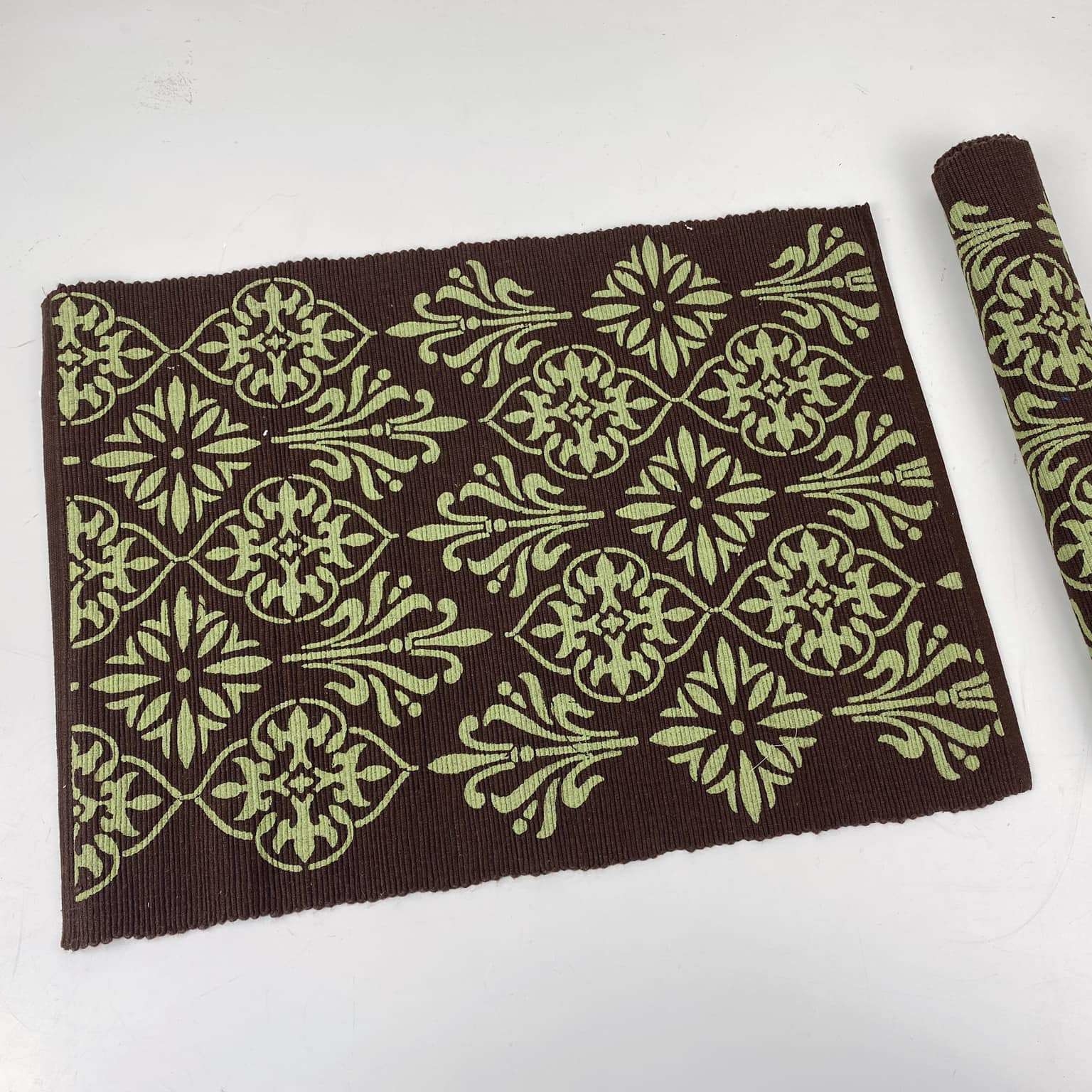 Підкладка для сервіровки т-коричневий/салатовий візерунок текстиль TT-127