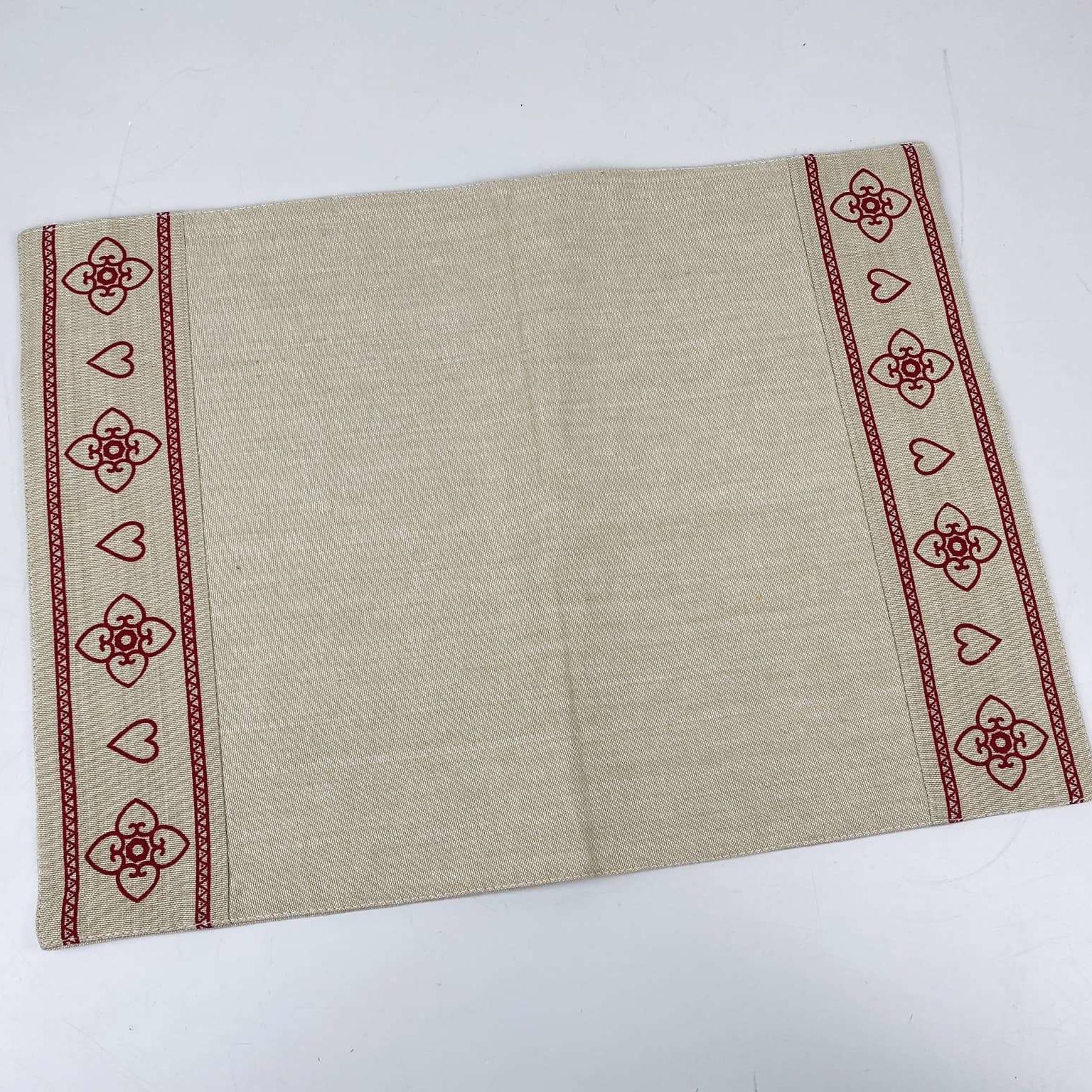 Підкладка для сервіровки льон натур/червоний декор текстиль TT-135