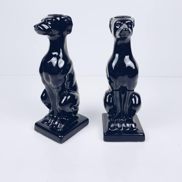 Підсвічник собака чорний кераміка CA-118
