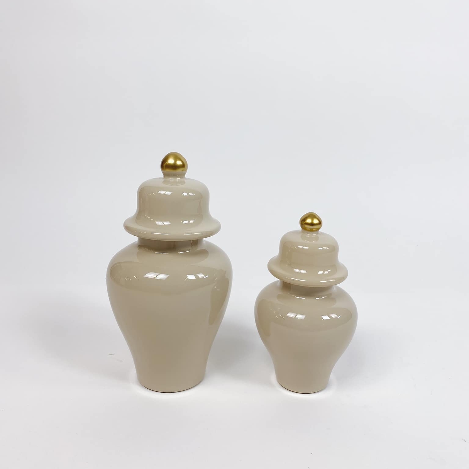 Ваза імбирна банка беж/золото кераміка VA-426