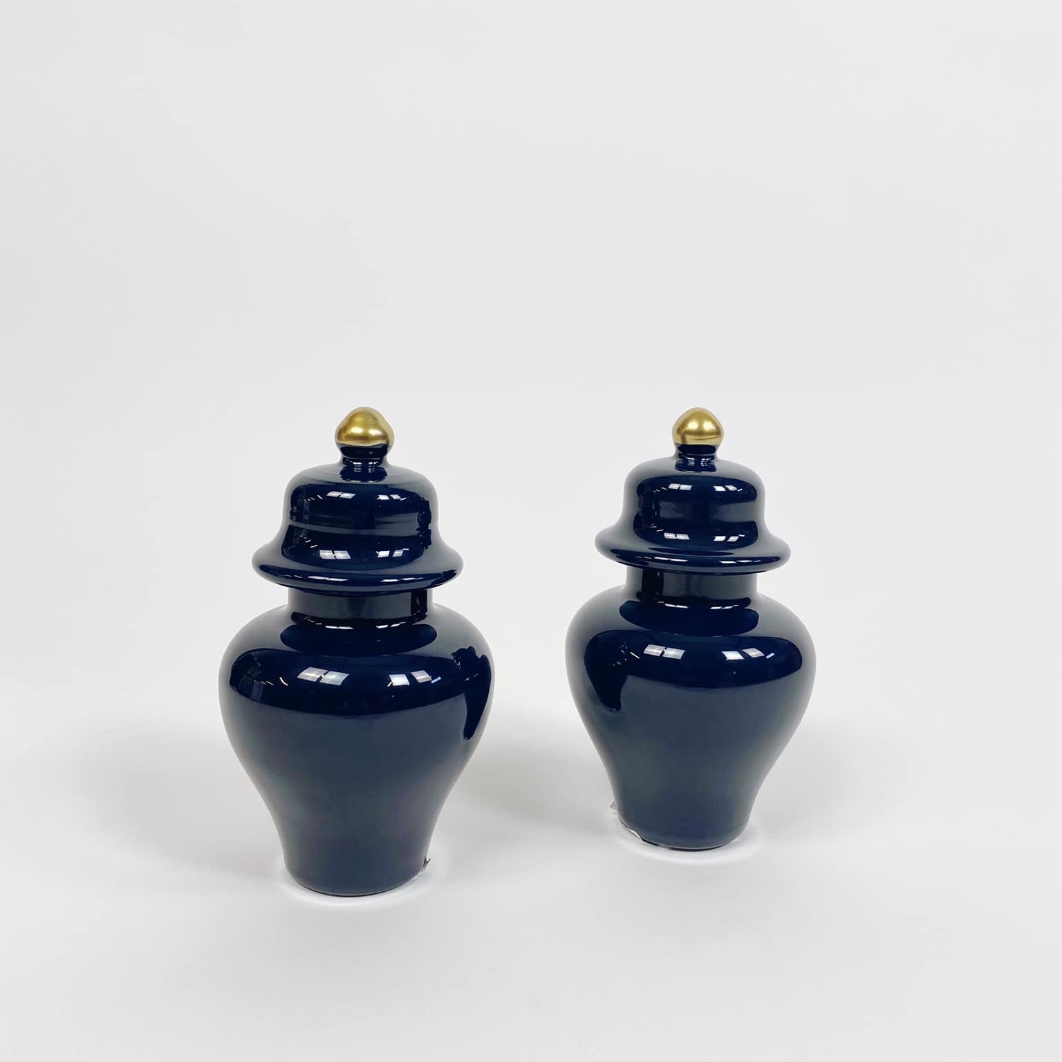 Ваза імбирна банка синій/золото скло VA-427