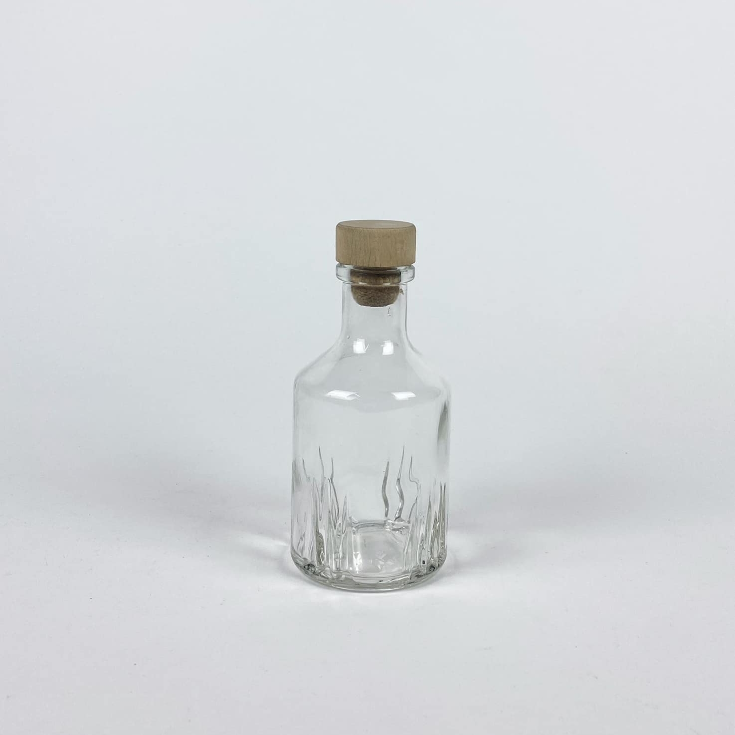 Пляшка-графинчик прозоре скло з дерев'яним корком KF-078