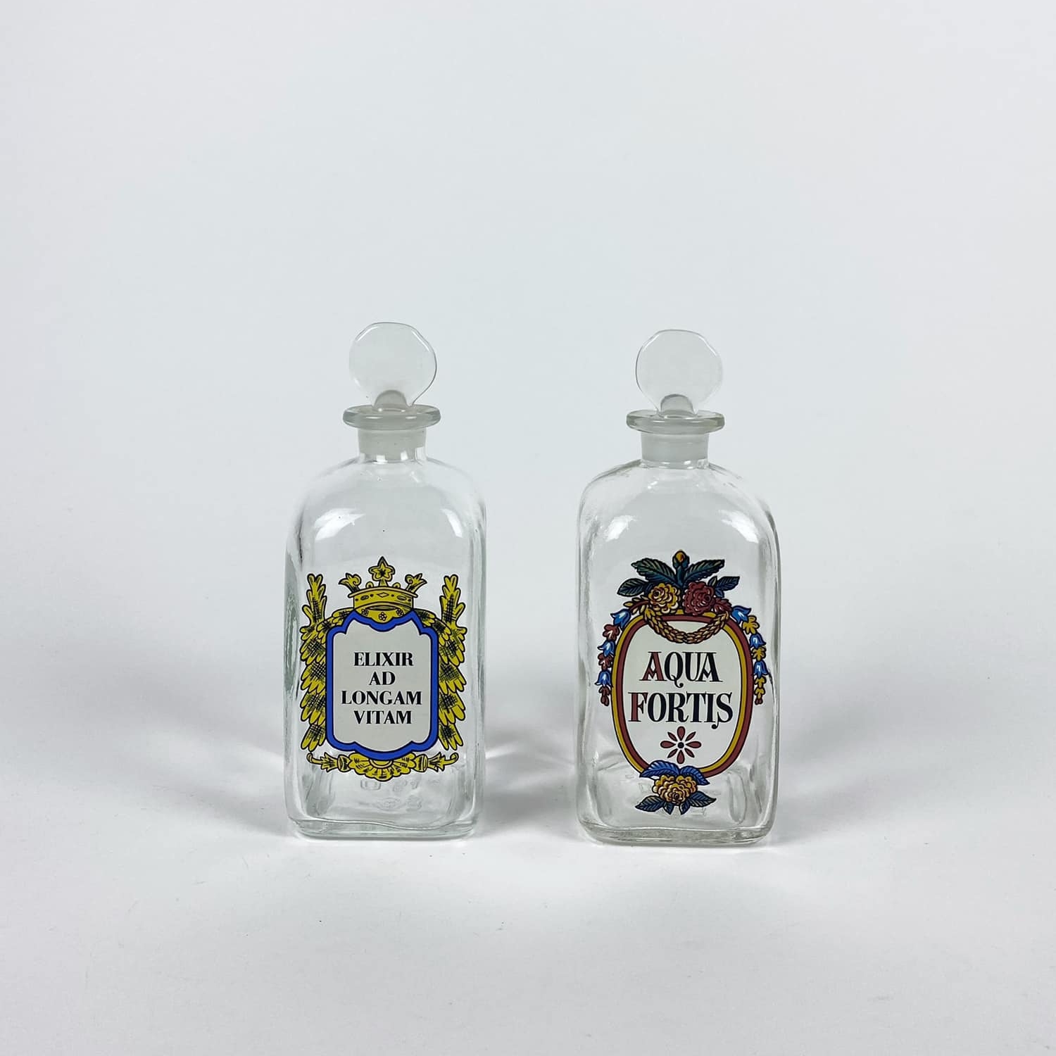 Пляшка чотиригранна для еліксирів зі скляною пробкою вінтаж KF-081