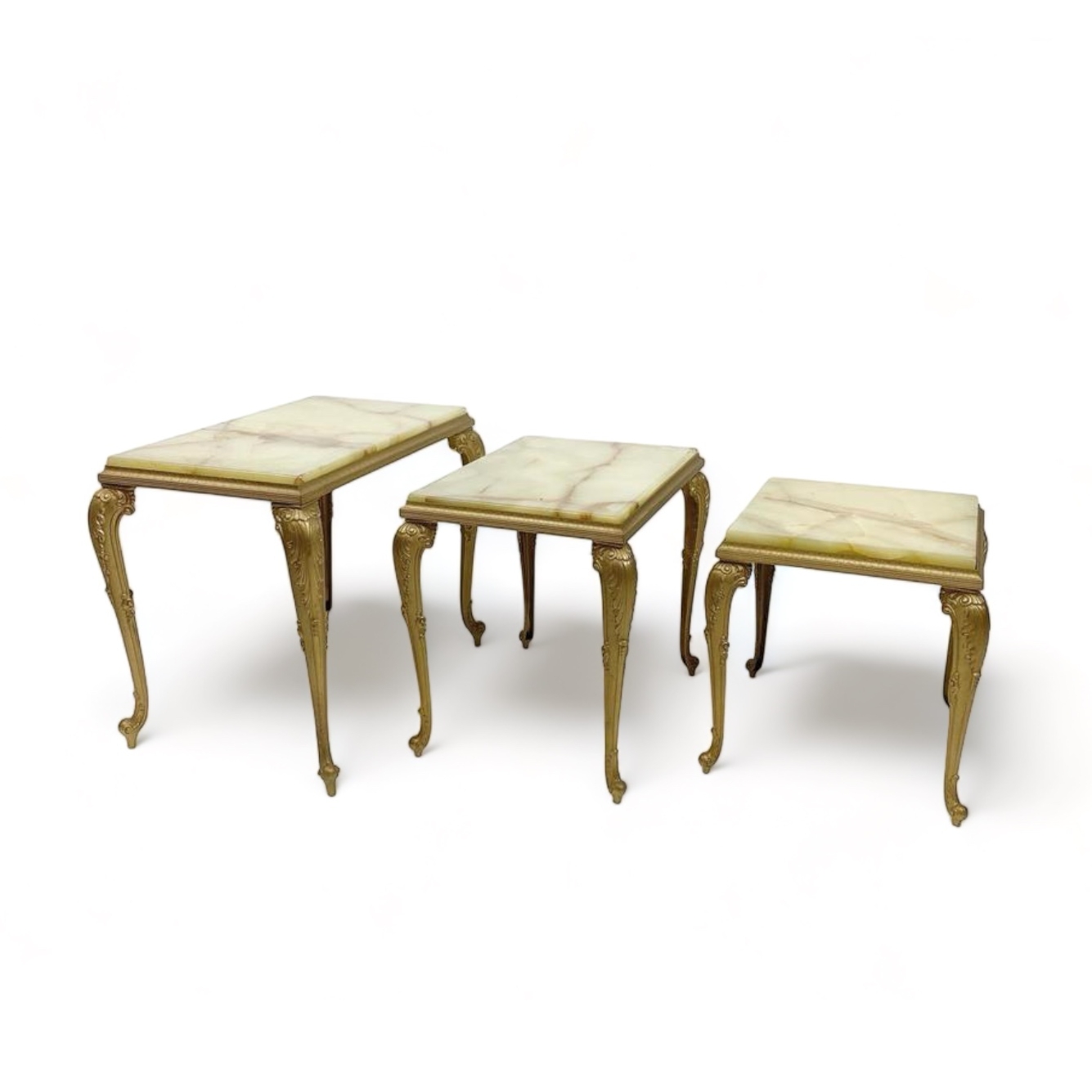 Комплект столиків-підставок на фігурних ніжках 3 шт онікс/бронза TB-604