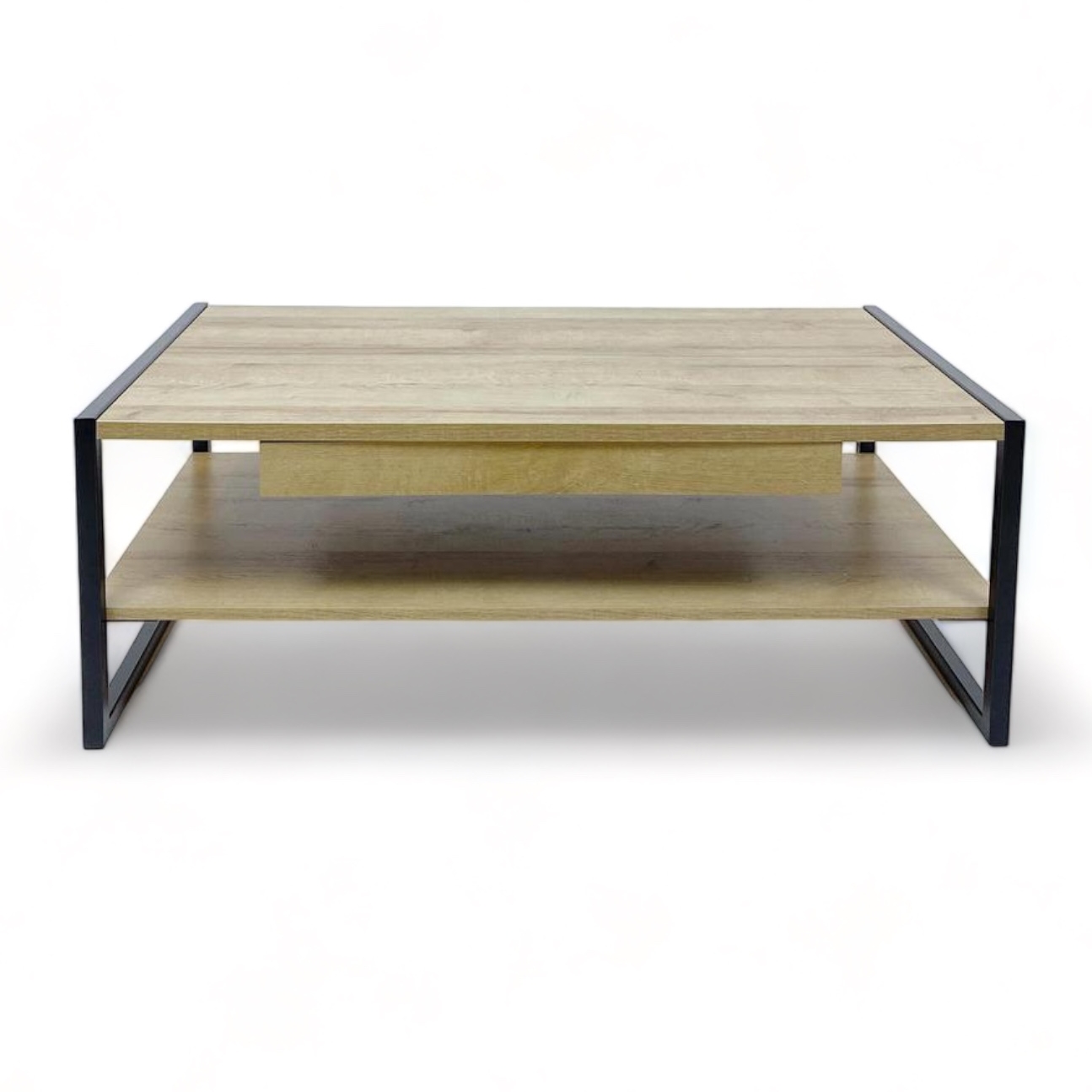 Столик кавовий прямокутний з полицею та шухлядкою св-дерево/метал TB-603