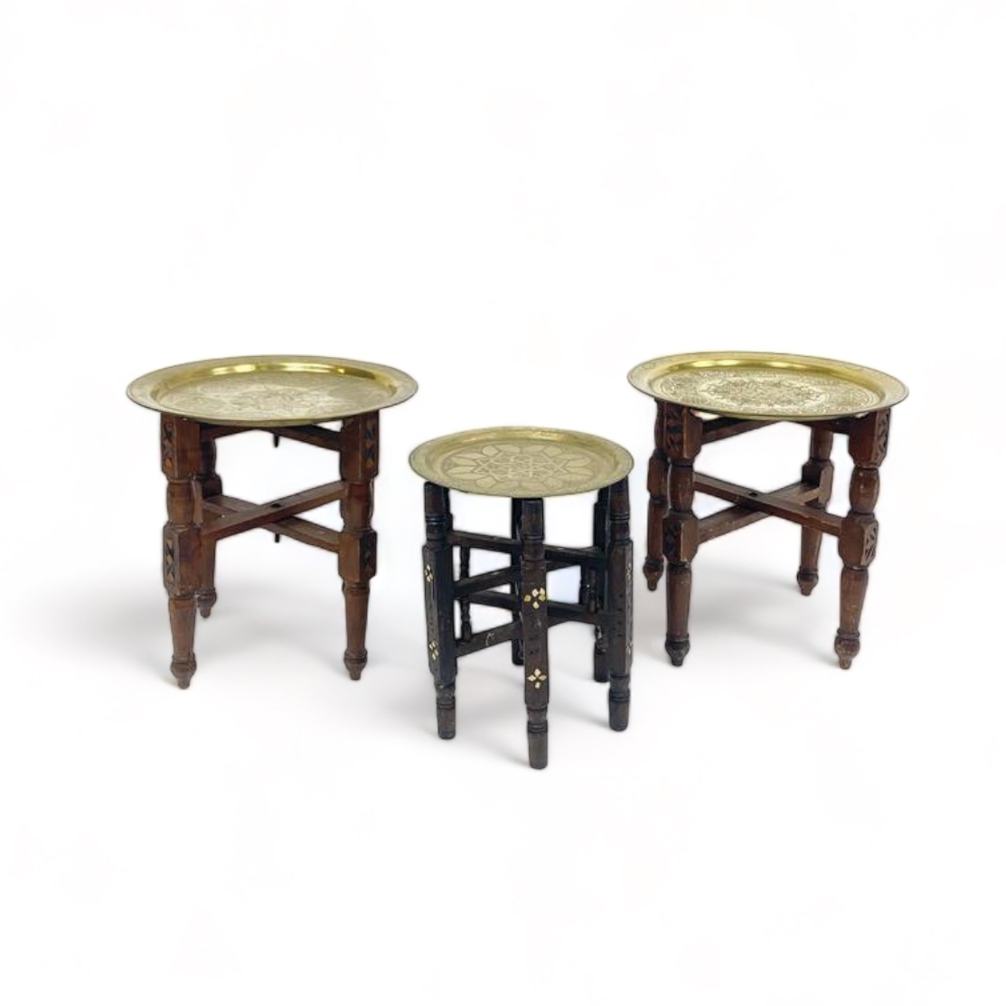 Столик кавовий східний розкладний дерево/метал вінтаж TB-601