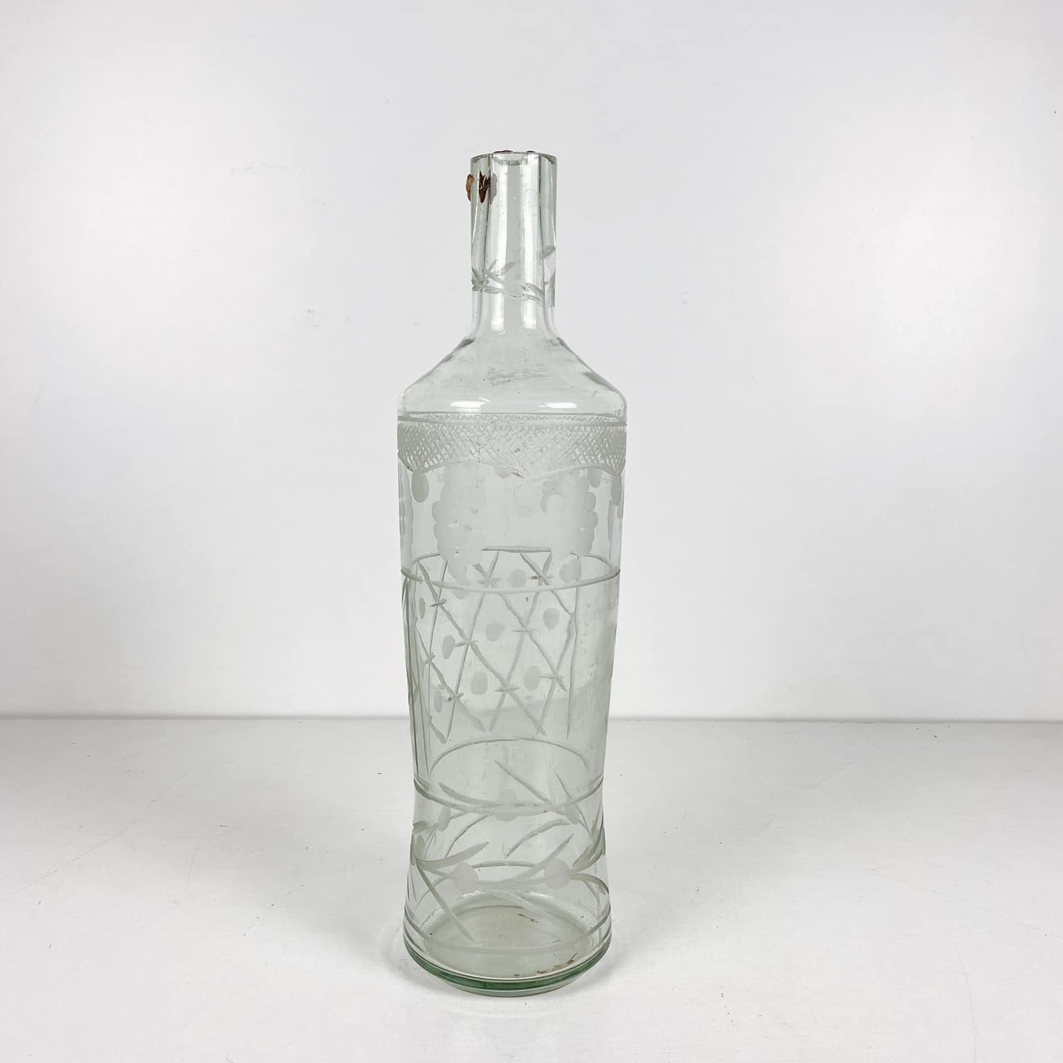 Пляшка для вина велика скло з різбленням KF-086