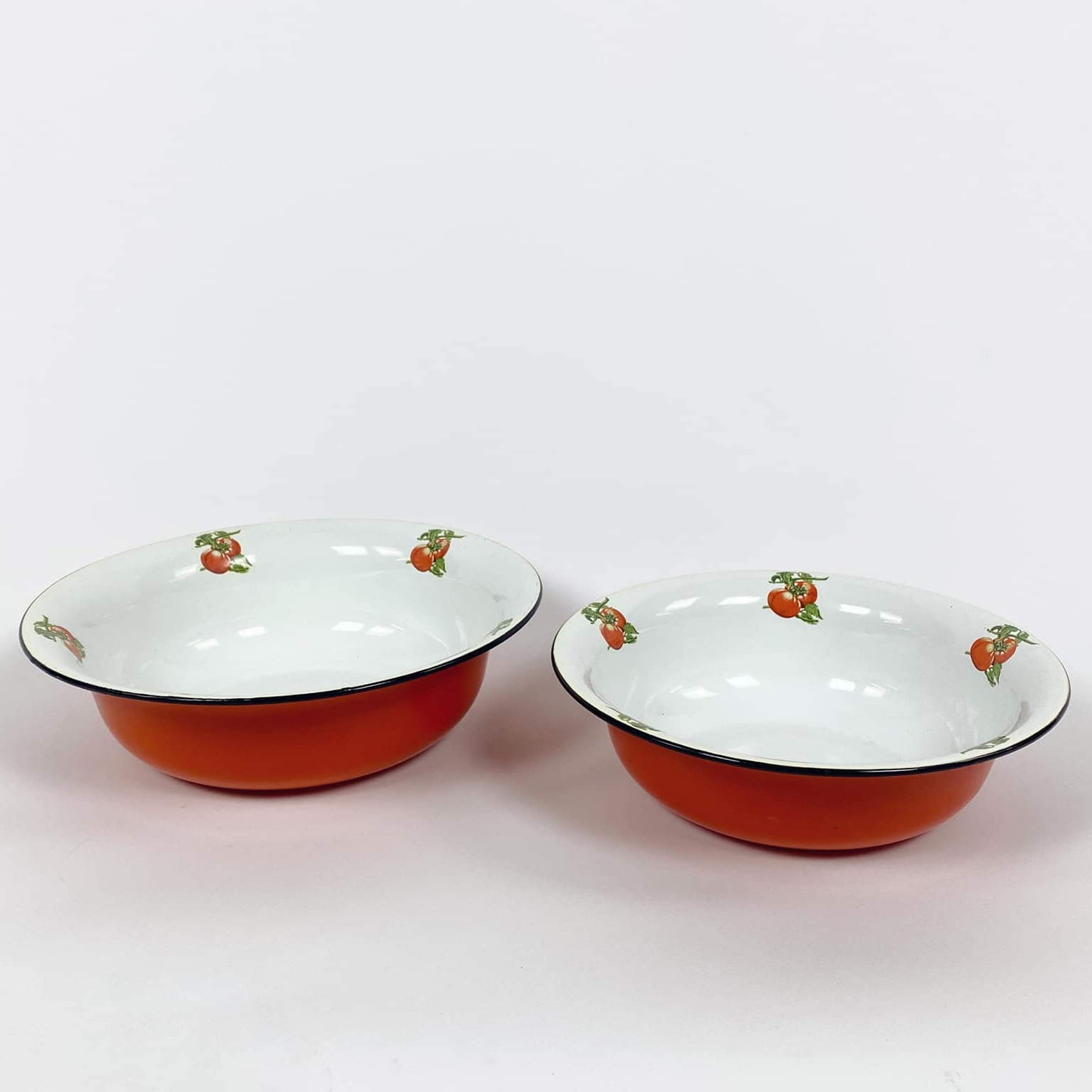 Миска емальована велика червоно-біла KH-204