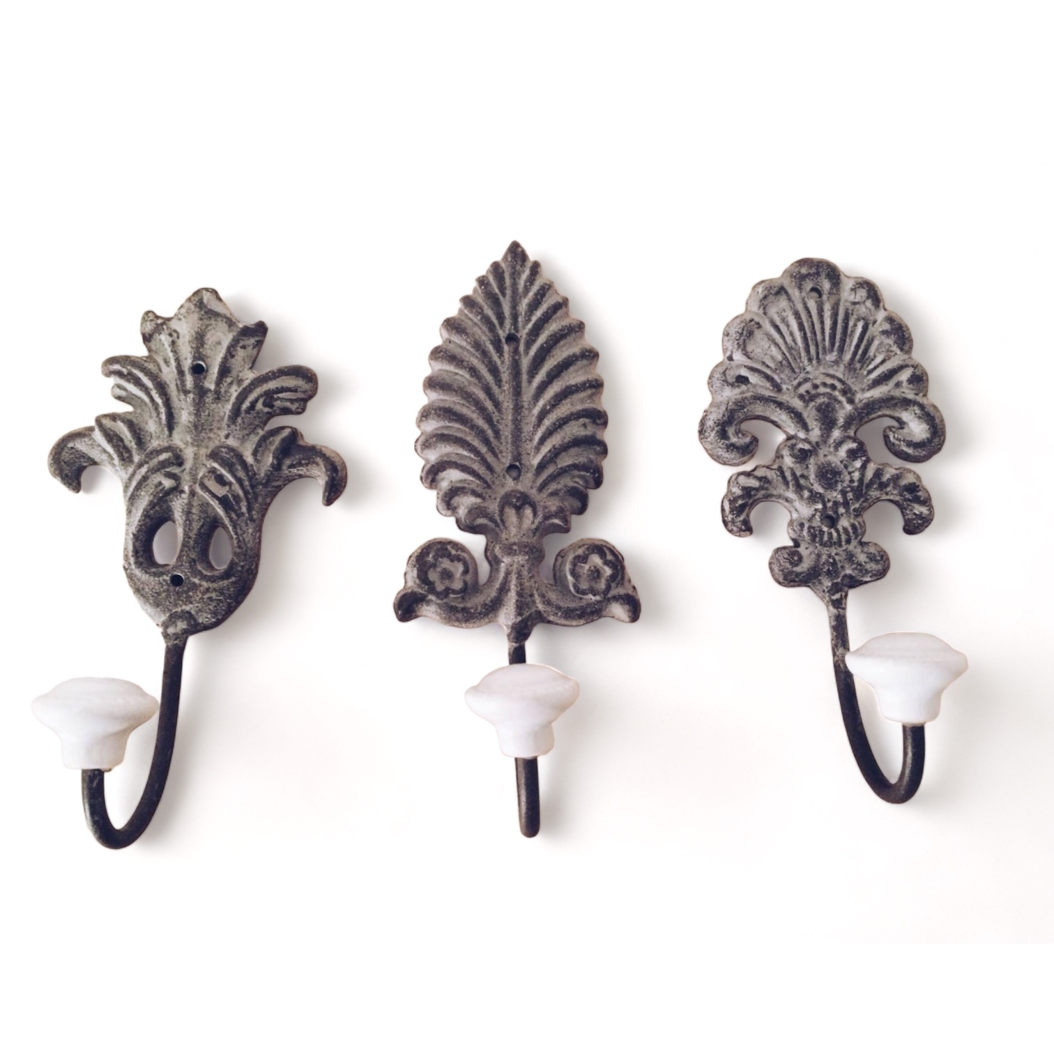 Гачок настінний декоративний метал/кераміка 3