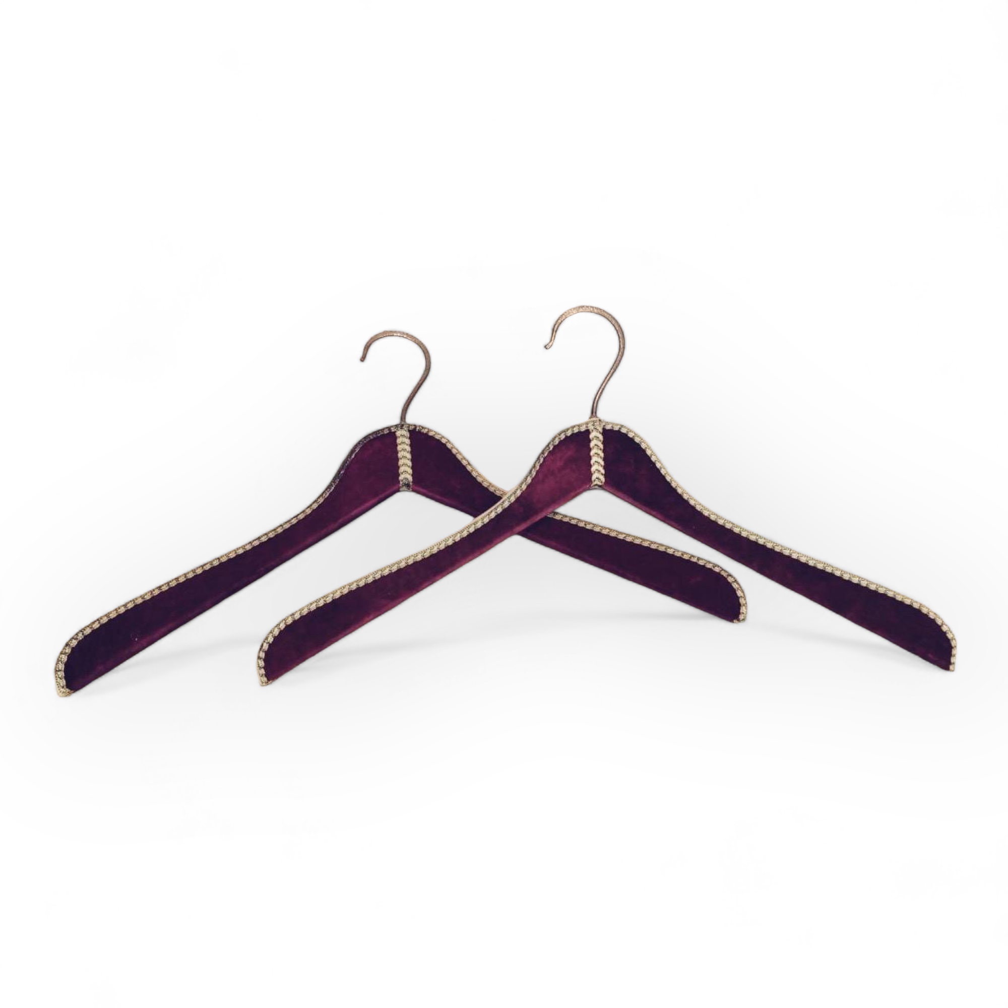 Вішалка-плечики бордо/золото оксамит/тасьма вінтаж 1