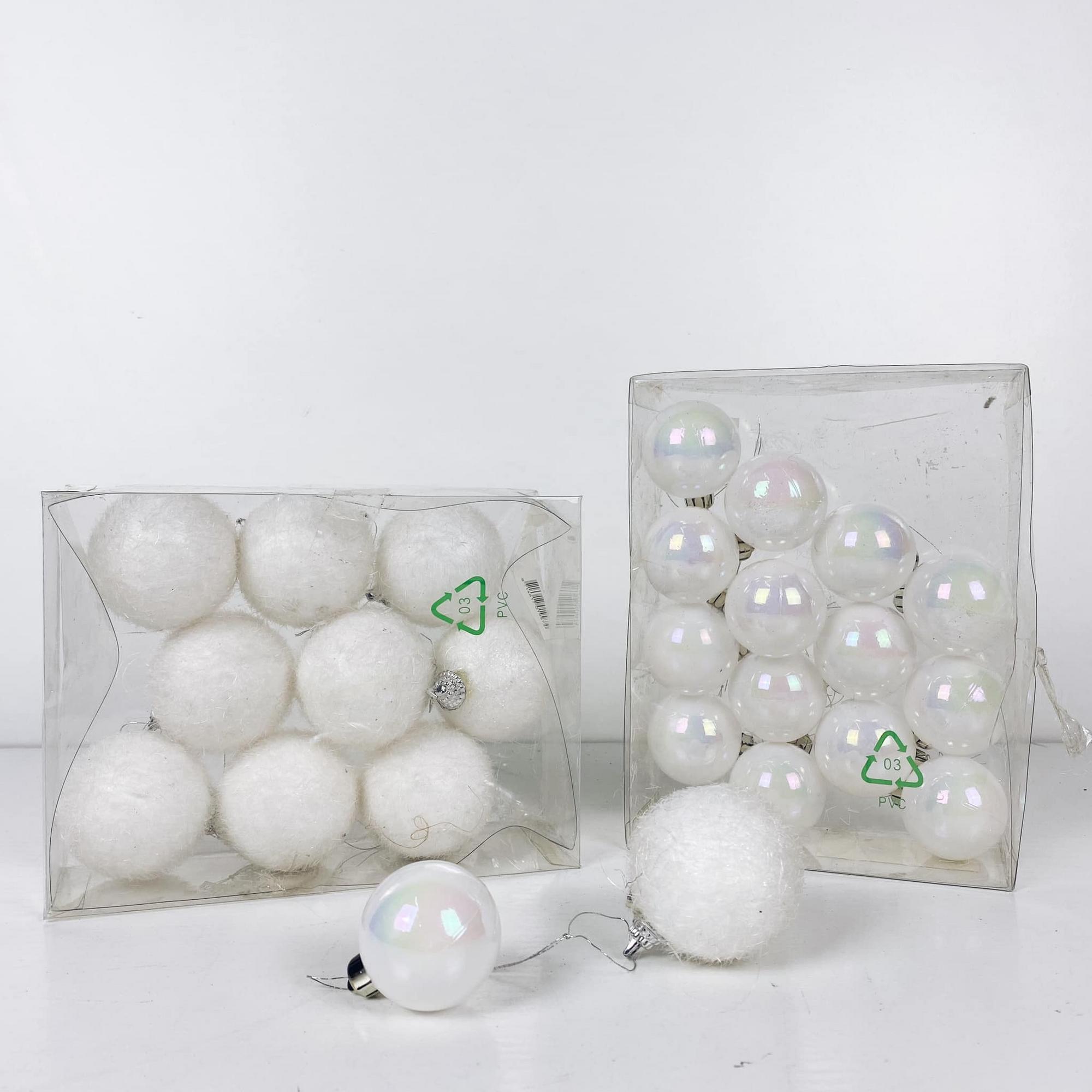 Іграшки ялинкові кулі білі райдужні/сніжні