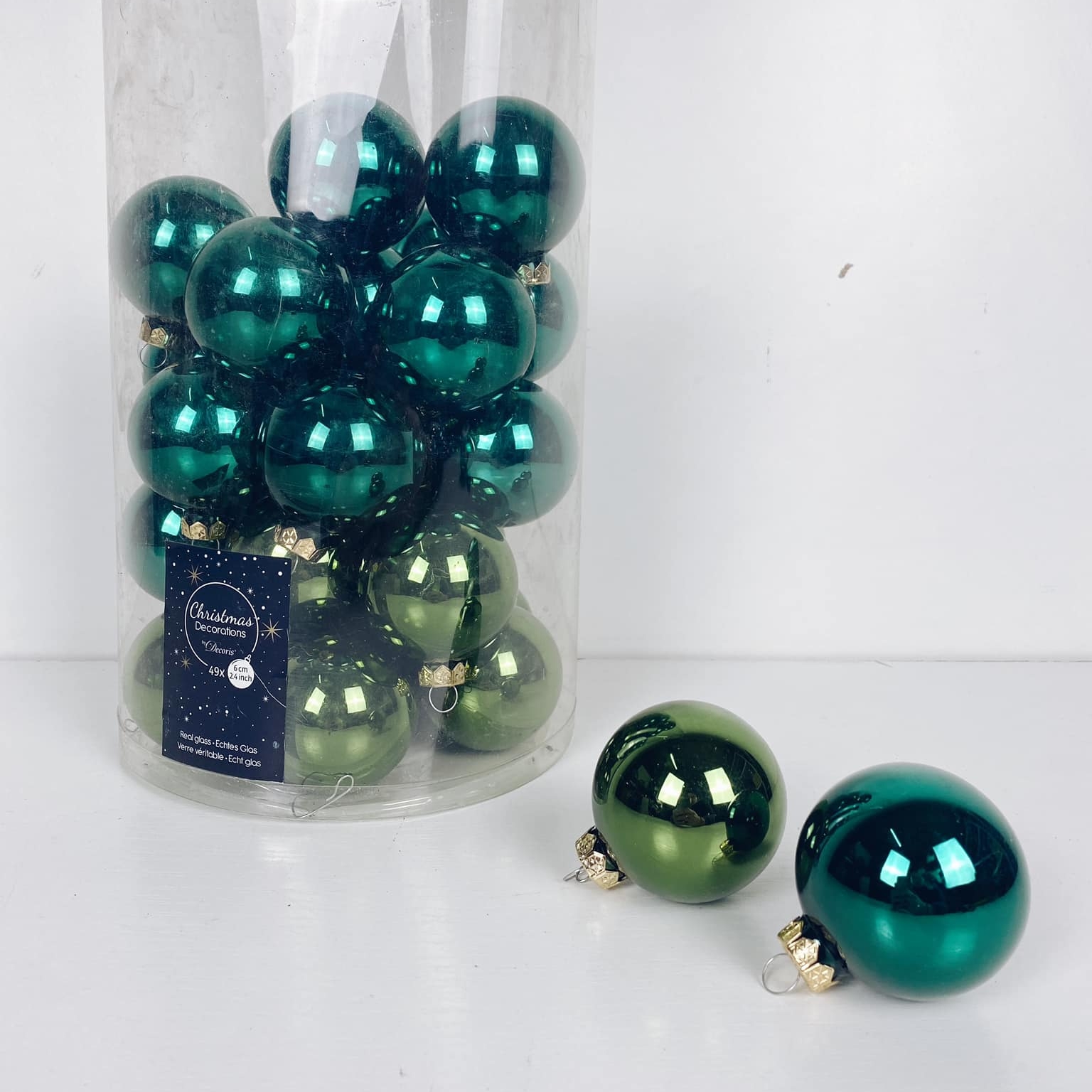 Ялинкова прикраса куля глянець зелений/смарагд