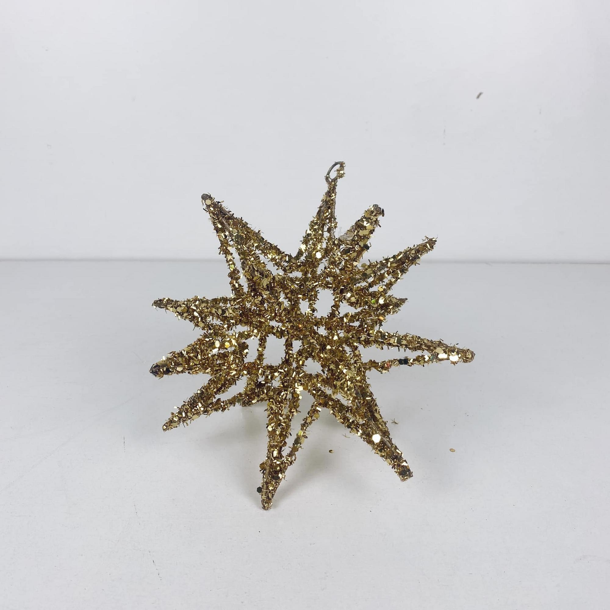 Ялинкова прикраса Зірка глітер золото