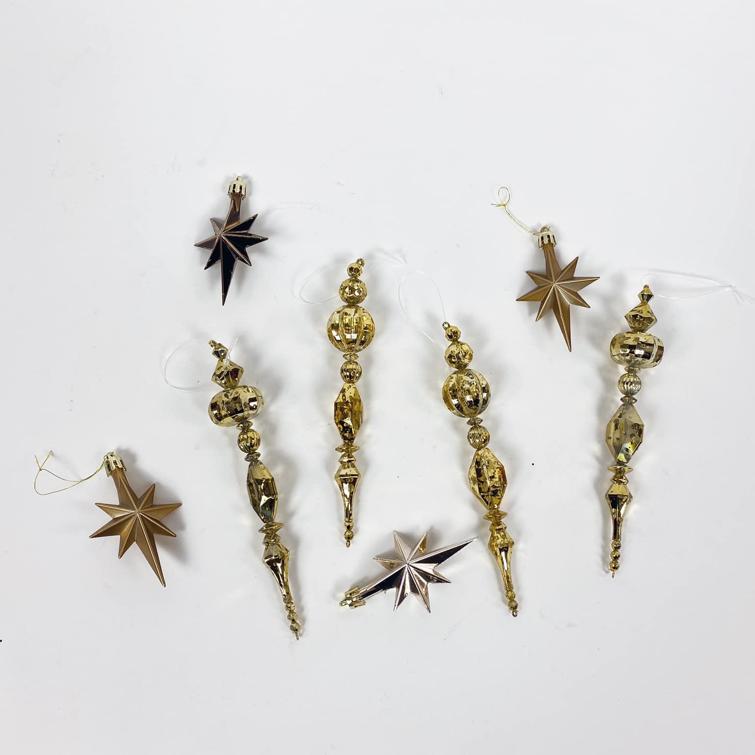 Ялинкова прикраса зірка/довга підвіска золото