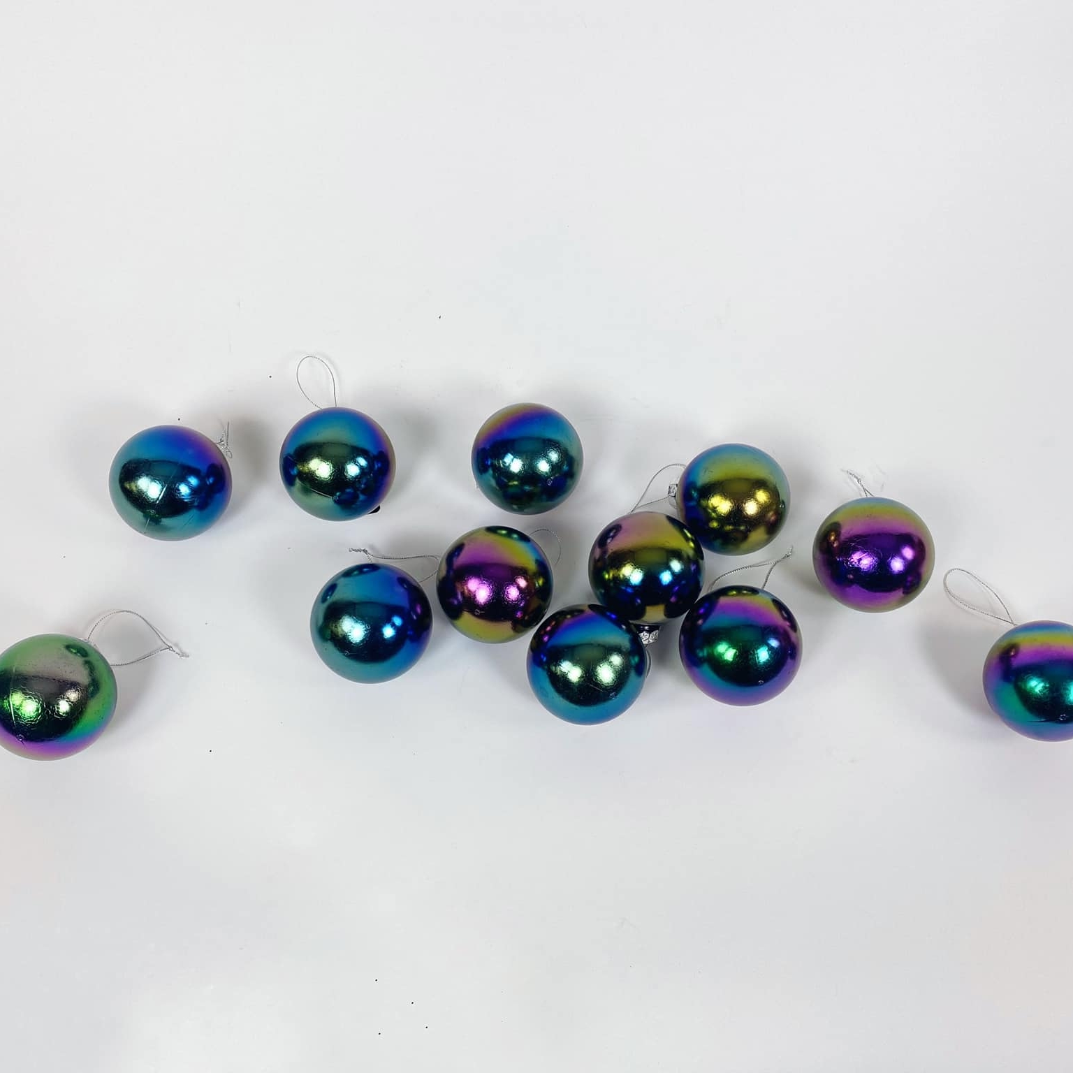 Ялинкова прикраса Куля сино-зелена райдужна глянець