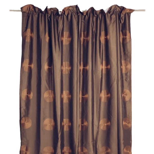 Штора шовк вишиті кола т-коричнева на тасьмі CR-020