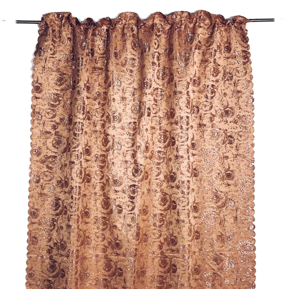 Штора св-коричнева вибитий візерунок фестони на тасьмі CR-032