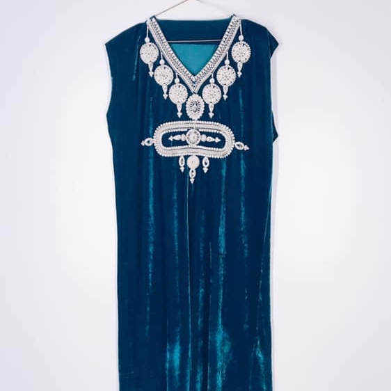 Сукня східна оксамит вишивка смарагд/срібло 16