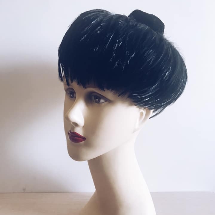 Капелюшок 1950-60х чорний пір'я