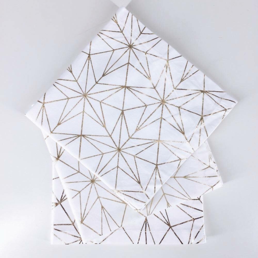 Серветка котон білий/золото зірки TT-170