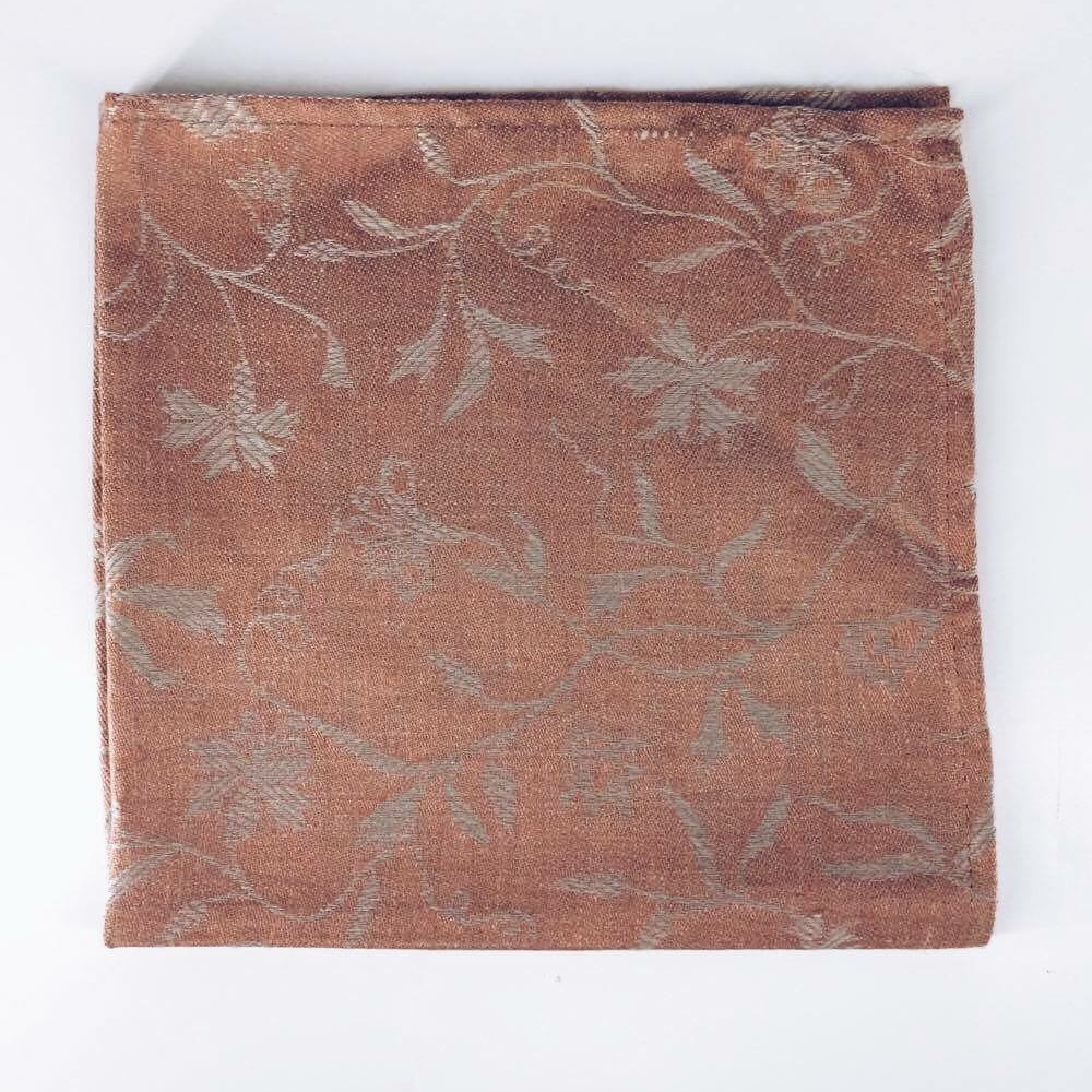Серветка т-коричнева квіти жакард льон TT-184