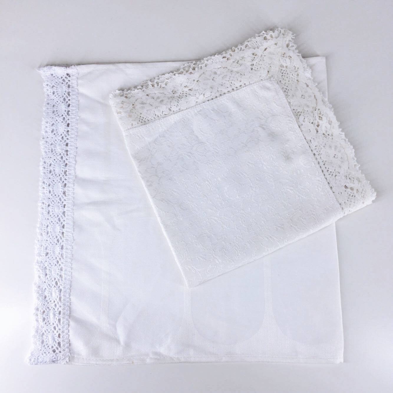 Серветка декоративна біла мереживо/вишивка бавовна вінтаж TT-190