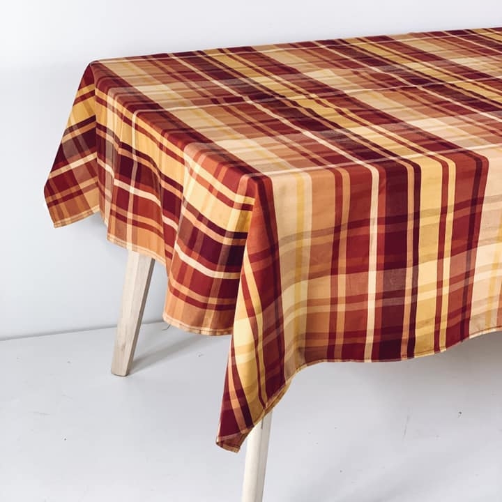 Скатертина клітинка бордо/жовта TT-197