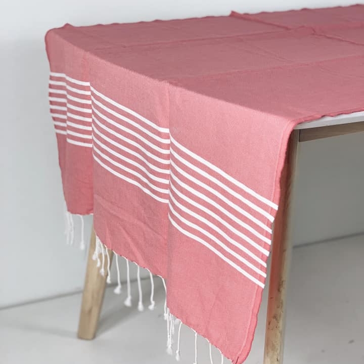 Скатертина-ранер теракота зі смужками TT-199