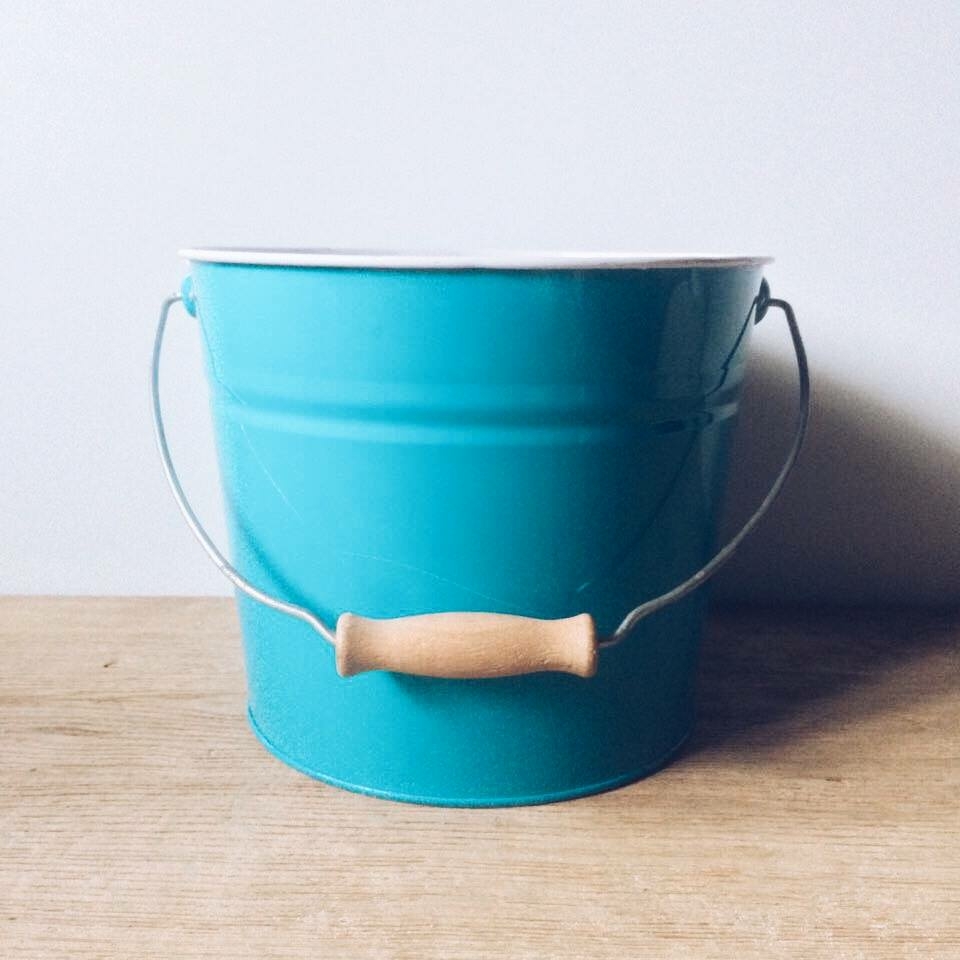 Відерце блакитне/біле метал/емаль