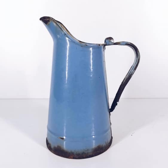 Глечик блакитний метал з потертостями вінтаж JU-104