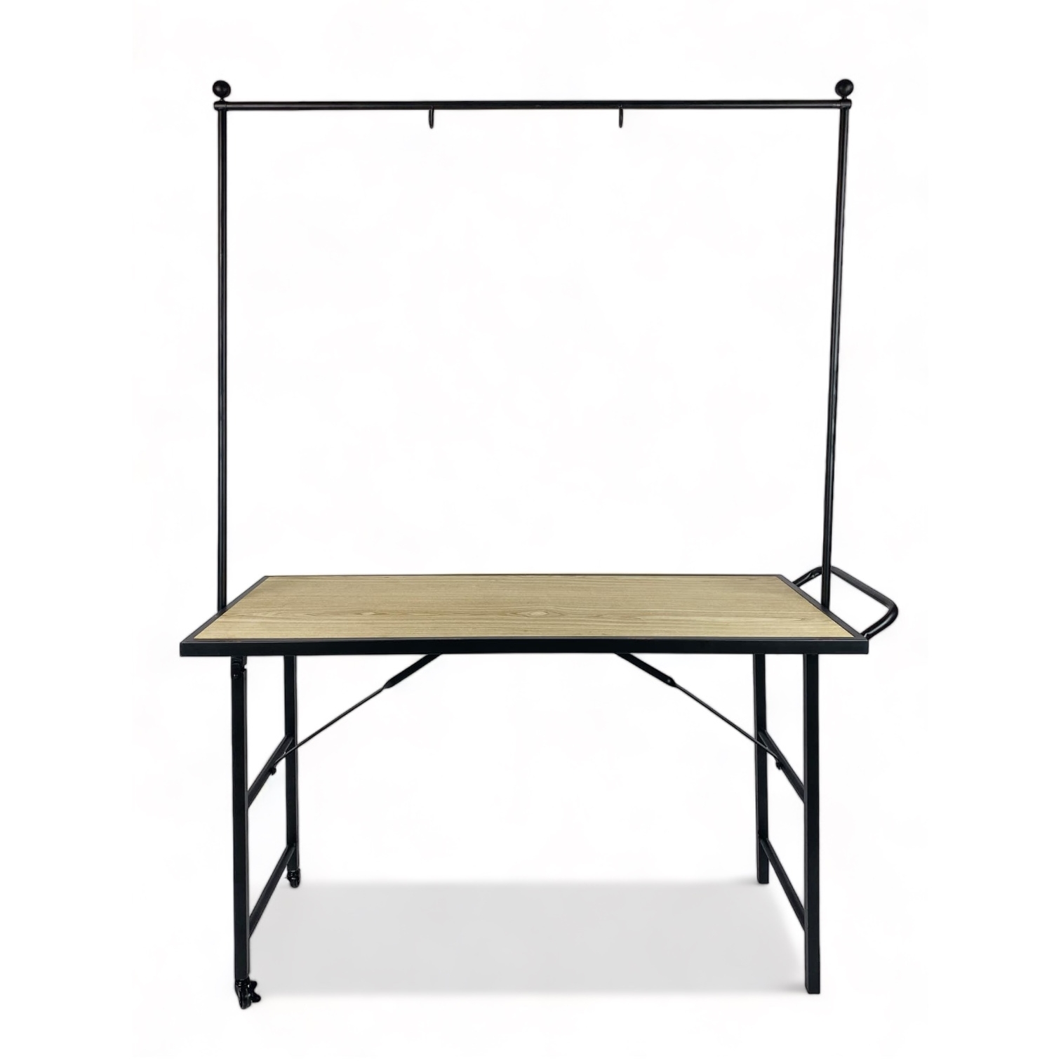 Стіл-прилавок мобільний з перемичкою метал чорний/св-дерево TB-323